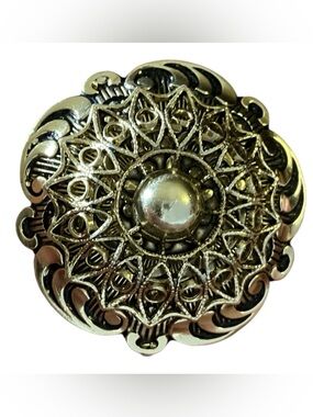 Vintage W Germany Filigree Gold Tone Floral Scarf Clip